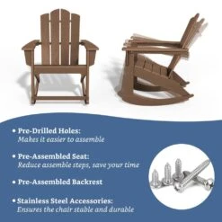 Classic HDPE Plastic Outdoor Rocking Chair In Brown -Jearey jearey outdoor rocking chairs ydyy brown 4f 1000