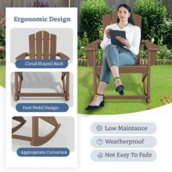 Classic HDPE Plastic Outdoor Rocking Chair In Brown -Jearey jearey outdoor rocking chairs ydyy brown fa 1000