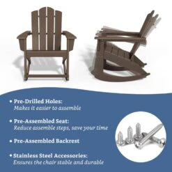 Classic HDPE Plastic Outdoor Rocking Chair In Coffee Brown 10 Classic HDPE Plastic Outdoor Rocking Chair In Coffee Brown -Jearey jearey outdoor rocking chairs ydyy coffee 4f 1000
