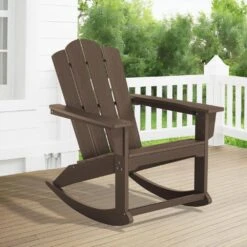 Classic HDPE Plastic Outdoor Rocking Chair In Coffee Brown