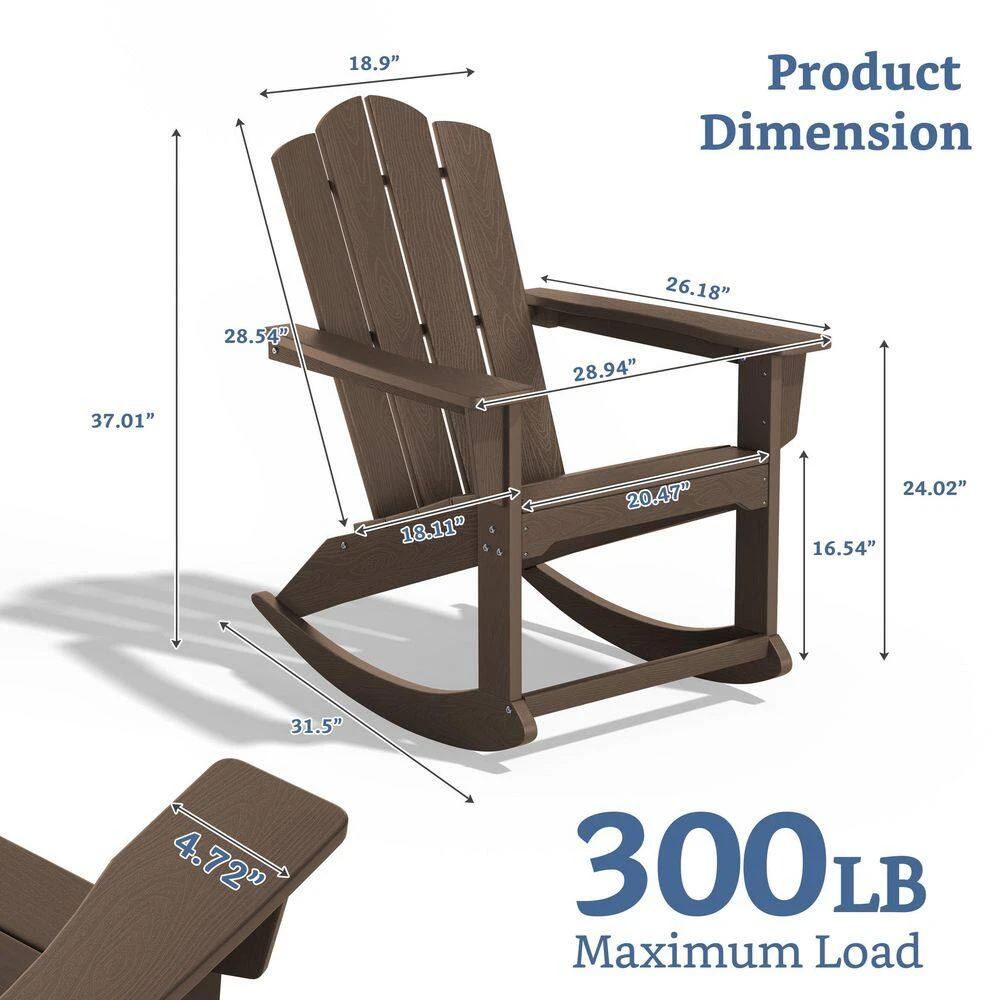 Classic HDPE Plastic Outdoor Rocking Chair In Coffee Brown 7 Classic HDPE Plastic Outdoor Rocking Chair In Coffee Brown - Image 7