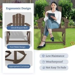 Classic HDPE Plastic Outdoor Rocking Chair In Coffee Brown 13 Classic HDPE Plastic Outdoor Rocking Chair In Coffee Brown -Jearey jearey outdoor rocking chairs ydyy coffee fa 1000