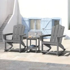 Classic HDPE Plastic Outdoor Rocking Chair In Gray -Jearey jearey outdoor rocking chairs ydyy gray 31 1000
