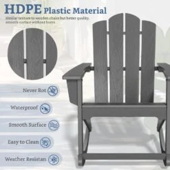 Classic HDPE Plastic Outdoor Rocking Chair In Gray -Jearey jearey outdoor rocking chairs ydyy gray 44 1000
