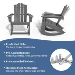 Classic HDPE Plastic Outdoor Rocking Chair In Gray -Jearey jearey outdoor rocking chairs ydyy gray 4f 1000
