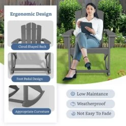 Classic HDPE Plastic Outdoor Rocking Chair In Gray -Jearey jearey outdoor rocking chairs ydyy gray fa 1000