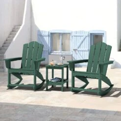 Classic HDPE Plastic Outdoor Rocking Chair In Green -Jearey jearey outdoor rocking chairs ydyy green 31 1000