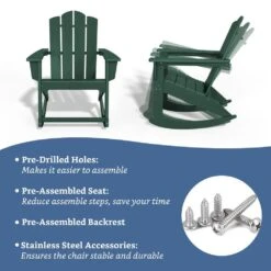 Classic HDPE Plastic Outdoor Rocking Chair In Green -Jearey jearey outdoor rocking chairs ydyy green 4f 1000