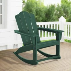 Classic HDPE Plastic Outdoor Rocking Chair In Green