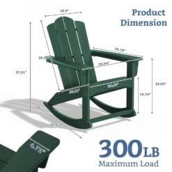 Classic HDPE Plastic Outdoor Rocking Chair In Green -Jearey jearey outdoor rocking chairs ydyy green 76 1000