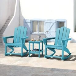 Classic HDPE Plastic Outdoor Rocking Chair In Light Blue -Jearey jearey outdoor rocking chairs ydyy light blue 31 1000
