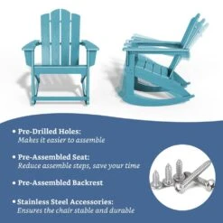 Classic HDPE Plastic Outdoor Rocking Chair In Light Blue -Jearey jearey outdoor rocking chairs ydyy light blue 4f 1000