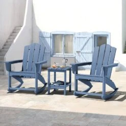 Classic HDPE Plastic Outdoor Rocking Chair In Navy -Jearey jearey outdoor rocking chairs ydyy navy 31 1000