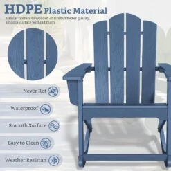 Classic HDPE Plastic Outdoor Rocking Chair In Navy -Jearey jearey outdoor rocking chairs ydyy navy 44 1000