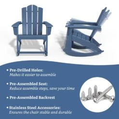 Classic HDPE Plastic Outdoor Rocking Chair In Navy -Jearey jearey outdoor rocking chairs ydyy navy 4f 1000