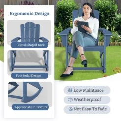 Classic HDPE Plastic Outdoor Rocking Chair In Navy -Jearey jearey outdoor rocking chairs ydyy navy fa 1000