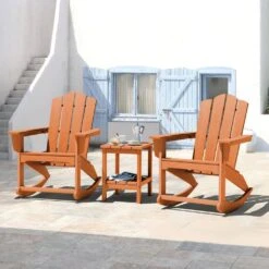 Classic HDPE Plastic Outdoor Rocking Chair In Orange -Jearey jearey outdoor rocking chairs ydyy orange 31 1000