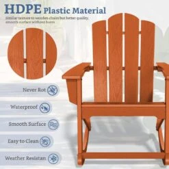 Classic HDPE Plastic Outdoor Rocking Chair In Orange -Jearey jearey outdoor rocking chairs ydyy orange 44 1000