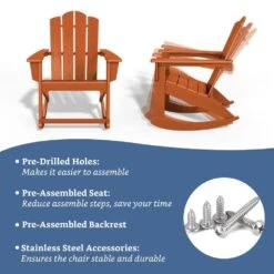 Classic HDPE Plastic Outdoor Rocking Chair In Orange -Jearey jearey outdoor rocking chairs ydyy orange 4f 1000