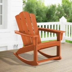 Classic HDPE Plastic Outdoor Rocking Chair In Orange