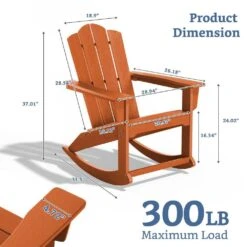 Classic HDPE Plastic Outdoor Rocking Chair In Orange -Jearey jearey outdoor rocking chairs ydyy orange 76 1000