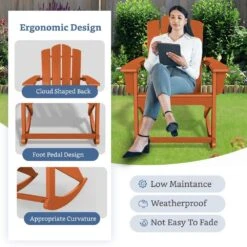 Classic HDPE Plastic Outdoor Rocking Chair In Orange -Jearey jearey outdoor rocking chairs ydyy orange fa 1000