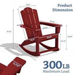 Classic HDPE Plastic Outdoor Rocking Chair In Dark Red -Jearey jearey outdoor rocking chairs ydyy red 76 1000