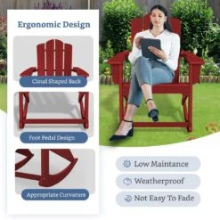 Classic HDPE Plastic Outdoor Rocking Chair In Dark Red -Jearey jearey outdoor rocking chairs ydyy red fa 1000