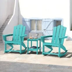 Classic HDPE Plastic Outdoor Rocking Chair In Tiffany Blue -Jearey jearey outdoor rocking chairs ydyy tfn 31 1000
