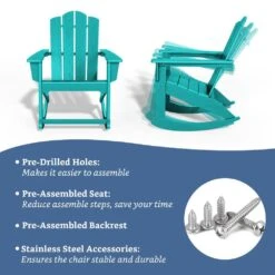 Classic HDPE Plastic Outdoor Rocking Chair In Tiffany Blue -Jearey jearey outdoor rocking chairs ydyy tfn 4f 1000