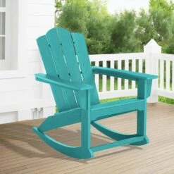 Classic HDPE Plastic Outdoor Rocking Chair In Tiffany Blue