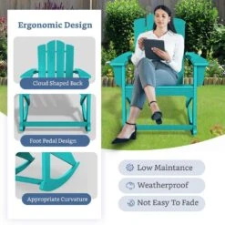 Classic HDPE Plastic Outdoor Rocking Chair In Tiffany Blue -Jearey jearey outdoor rocking chairs ydyy tfn fa 1000