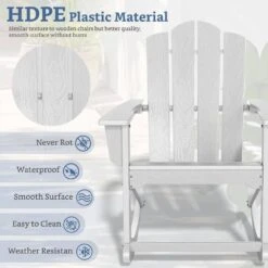 Classic HDPE Plastic Outdoor Rocking Chair In White -Jearey jearey outdoor rocking chairs ydyy white 44 1000