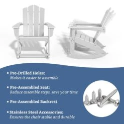 Classic HDPE Plastic Outdoor Rocking Chair In White -Jearey jearey outdoor rocking chairs ydyy white 4f 1000
