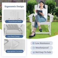 Classic HDPE Plastic Outdoor Rocking Chair In White -Jearey jearey outdoor rocking chairs ydyy white fa 1000