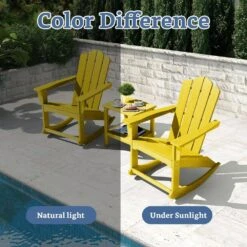 Classic HDPE Plastic Outdoor Rocking Chair In Yellow -Jearey jearey outdoor rocking chairs ydyy yellow 1f 1000