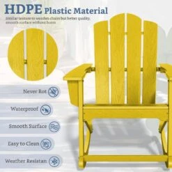 Classic HDPE Plastic Outdoor Rocking Chair In Yellow -Jearey jearey outdoor rocking chairs ydyy yellow 44 1000