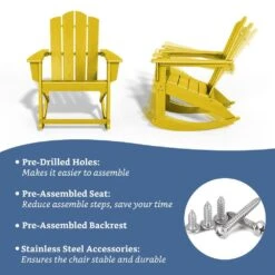 Classic HDPE Plastic Outdoor Rocking Chair In Yellow -Jearey jearey outdoor rocking chairs ydyy yellow 4f 1000