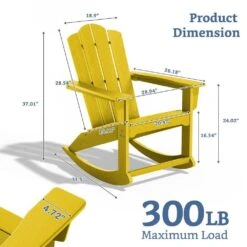 Classic HDPE Plastic Outdoor Rocking Chair In Yellow -Jearey jearey outdoor rocking chairs ydyy yellow 76 1000