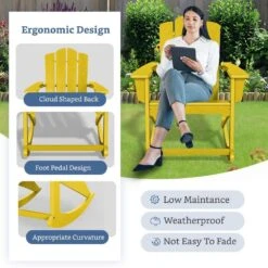 Classic HDPE Plastic Outdoor Rocking Chair In Yellow -Jearey jearey outdoor rocking chairs ydyy yellow fa 1000