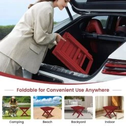 Dark Red HDPE Plastic Portable Patio End Table Folding Outdoor Coffee Table (Set Of 2) -Jearey jearey outdoor side tables 2fxzdbj drd 76 1000