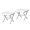 White HDPE Plastic Portable Patio End Table Folding Outdoor Coffee Table (Set Of 2)