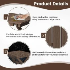 Brown HDPE Plastic Portable Patio End Table Folding Outdoor Coffee Table (Set Of 2) -Jearey jearey outdoor side tables 2fxzdbj zm 44 1000