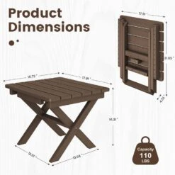 Brown HDPE Plastic Portable Patio End Table Folding Outdoor Coffee Table (Set Of 2) -Jearey jearey outdoor side tables 2fxzdbj zm 4f 1000