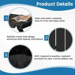 Black HDPE Plastic Portable Patio End Table Folding Outdoor Coffee Table -Jearey jearey outdoor side tables fxzdbj bk 44 1000