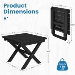 Black HDPE Plastic Portable Patio End Table Folding Outdoor Coffee Table -Jearey jearey outdoor side tables fxzdbj bk 4f 1000