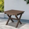 Brown HDPE Plastic Portable Patio End Table Folding Outdoor Coffee Table