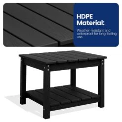 Black HDPE 2-Tier Outdoor Side Table, Weather-Resistant Patio Coffee Table 13 Black HDPE 2-Tier Outdoor Side Table, Weather-Resistant Patio Coffee Table -Jearey jearey outdoor side tables scbj bk 1f 1000