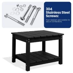 Black HDPE 2-Tier Outdoor Side Table, Weather-Resistant Patio Coffee Table 12 Black HDPE 2-Tier Outdoor Side Table, Weather-Resistant Patio Coffee Table -Jearey jearey outdoor side tables scbj bk 4f 1000