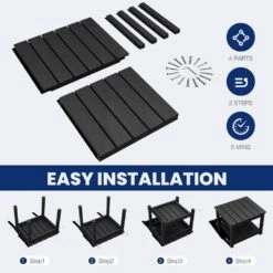 Black HDPE 2-Tier Outdoor Side Table, Weather-Resistant Patio Coffee Table 16 Black HDPE 2-Tier Outdoor Side Table, Weather-Resistant Patio Coffee Table -Jearey jearey outdoor side tables scbj bk 76 1000